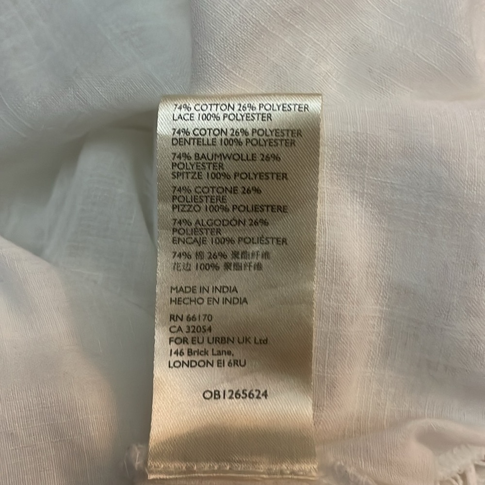 FREE PEOPLE Green Garden White Oversized Tunic Lace Edge Hem Lightly Sheer Top - Picture 14 of 16